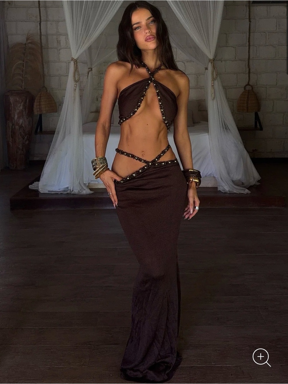 RAI TOP  and skirt CHOCOLATE